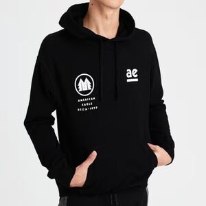 American Eagle black Cotton pullover graphic Skateboard hoodie medium unisex